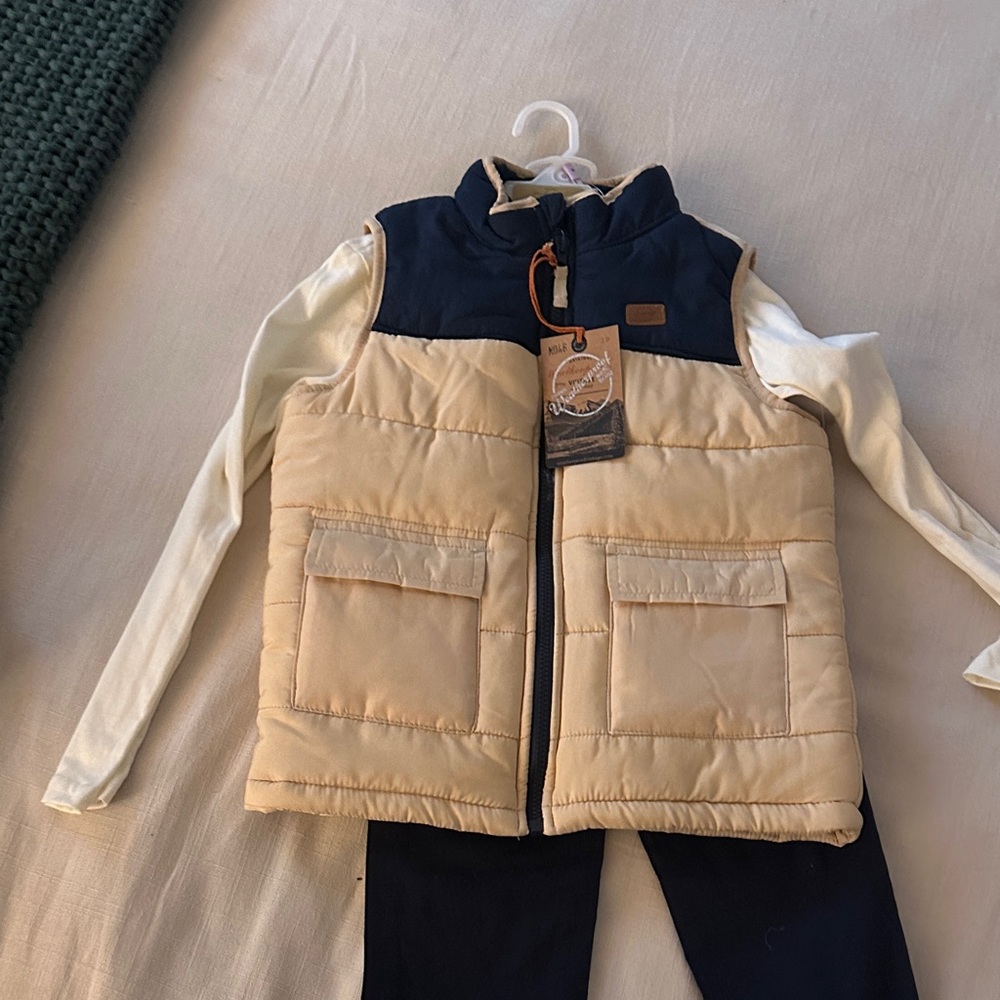 Kids Beige and Navy Matching Set